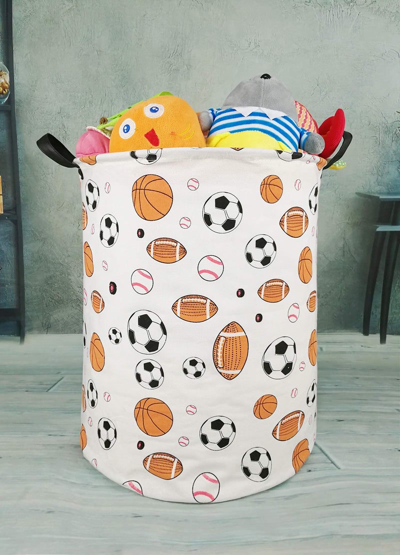 KUNRO Large Sized Round Storage Basket Waterproof Coating Organizer Bin Laundry Hamper for Nursery Clothes Toys (Balls) - Image 4
